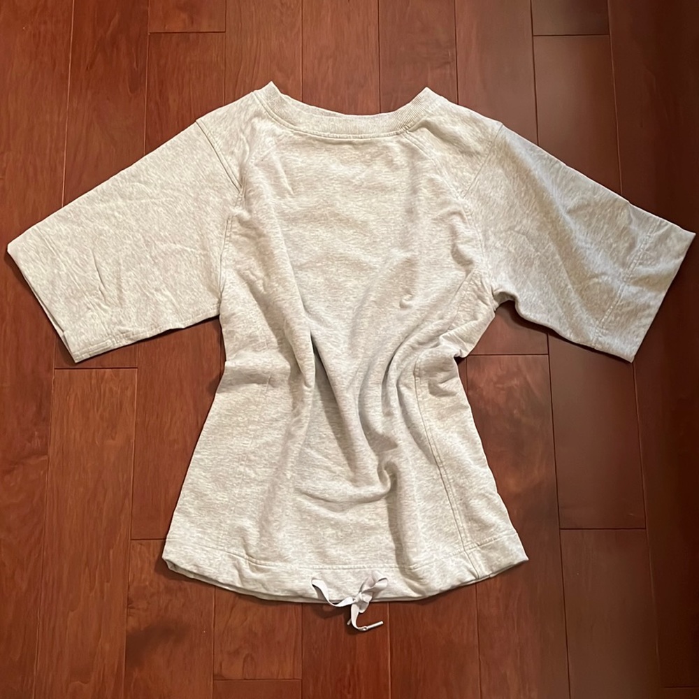 Grey Lululemon soft tshirt sweater with drawstring at the bottom size 2